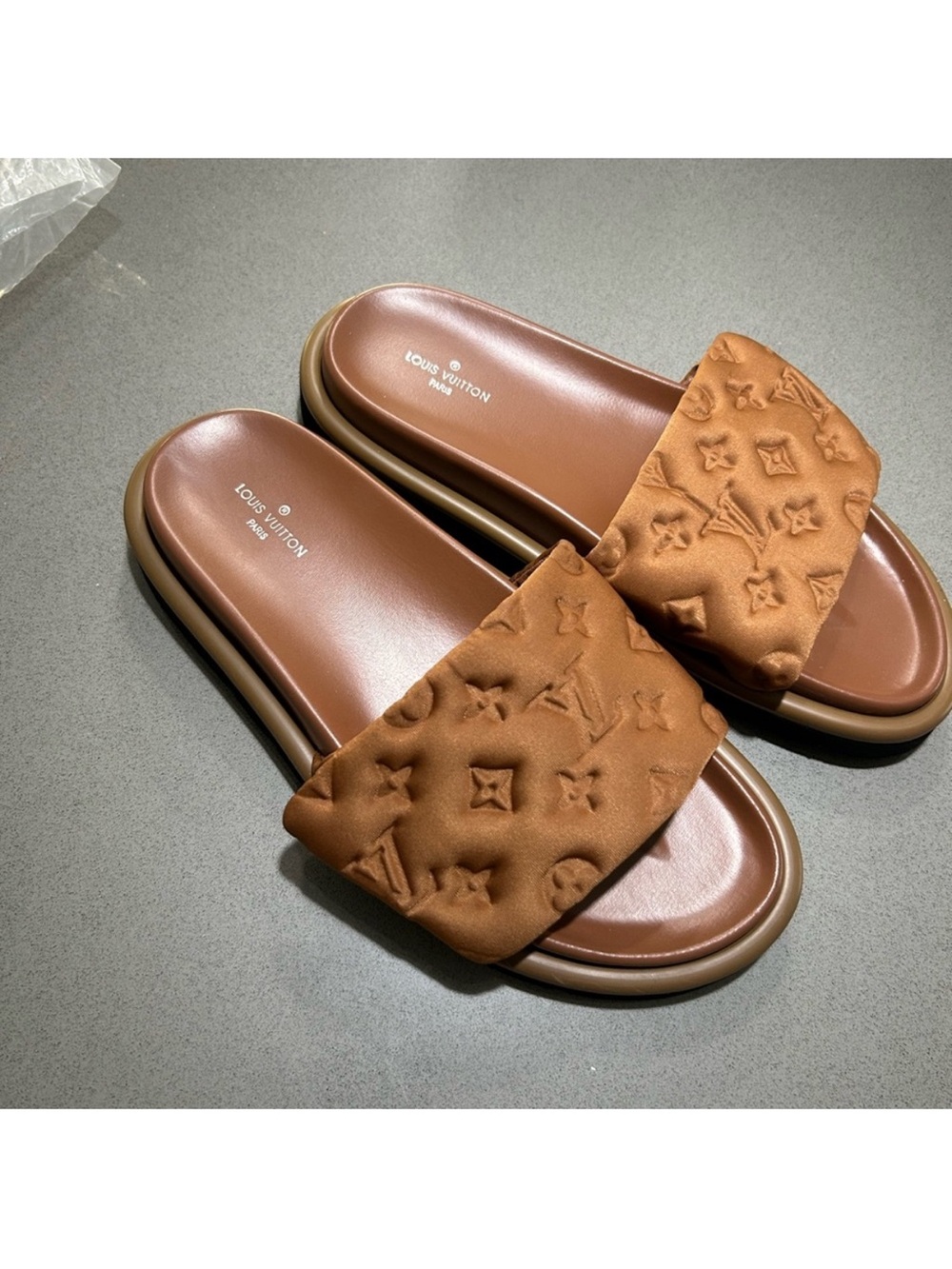 Louis Vuitton Brown Monogram Slide Sandals